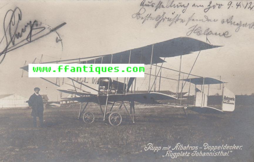 DEUTSCHLAND LUFTWAFFE RUPP MIT ALBATROSS DOPPELDECKER FLUGPLATZ JOHANNISTHAL