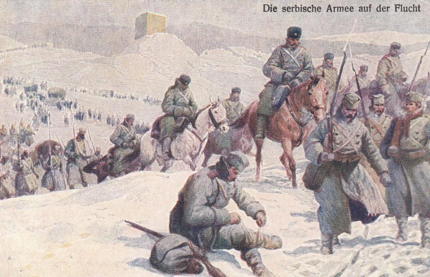 PATRIOTISCHE AK DIE SERBISCHE ARMEE AUF DER FLUCHT