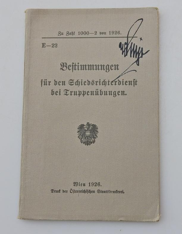 VORSCHRIFT BUNDESHEER BESTIMMUNGEN FÜR DEN SCHIEDSRICHTERDIENST BEI TRUPPENÜBUNGEN 1926