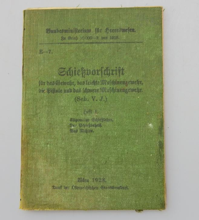 VORSCHRIFT BUNDESHEER SCHIESSVORSCHRIFT FÜR DAS GEWEHR MASCHIENENGEWEHR PISTOLE 1928 HEFT 1