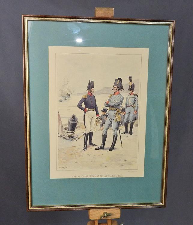 ÖSTERREICH KUK MARINE GENIE UND MARINE ARTILLERIE 1820 FARBIGE LITHOGRAPHIE OTTENFELD