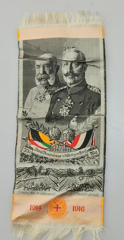 PATRIOTISCHES SEIDENBILD ZWEI KAISER 1914 - 1916