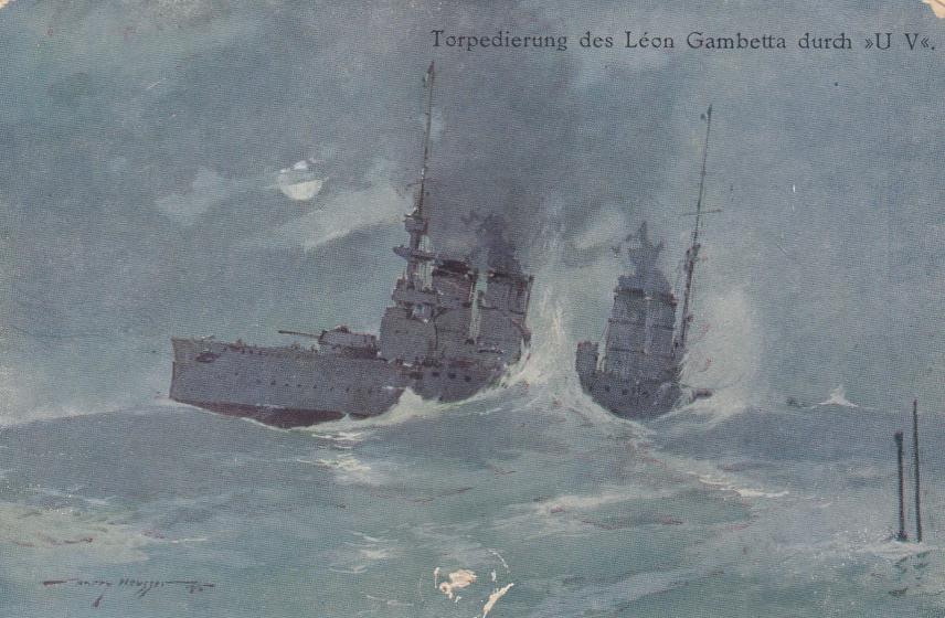 KUK PATRIOTISCHE AK KRIEGSMARINE TORPEDIERUNG DES LEAON GAMBETTA DURCH U V