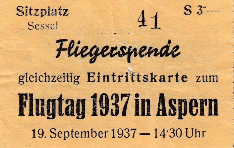SPENDENBON FLIEGERSPENDE FLUGTAG ASPERN 1937