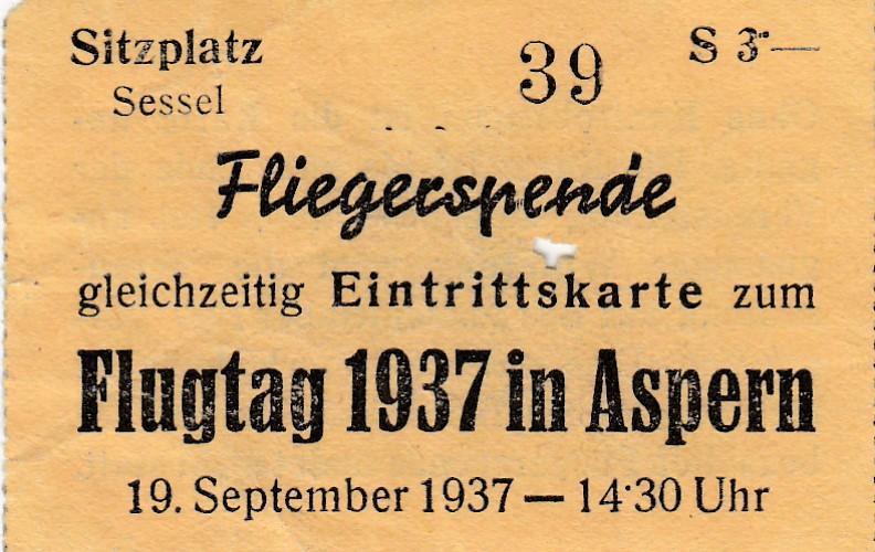 SPENDENBON FLIEGERSPENDE FLUGTAG ASPERN 1937