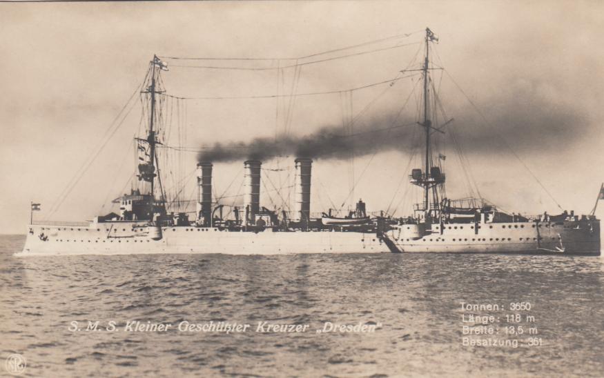 MILITARIA DEUTSCHES KAISERREICH MARINE SMS KREUZER DRESDEN