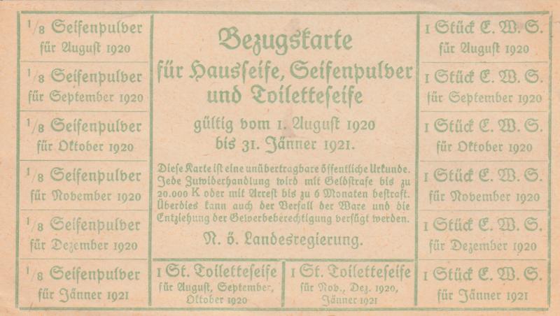 BEZUGSKARTE FÜR HAUSSEIFE SEIFENPULVER 1920/21