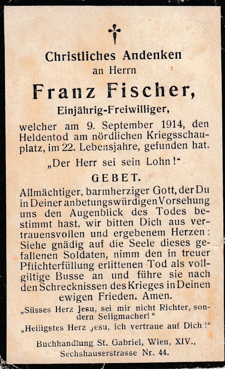 KUK STERBEZETTEL 1WK EINJÄHRIG FREIWILLIGER 1914