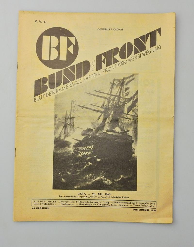 ZEITSCHRIFT BUND UND FRONT KAMERADSCHAFTS UND FRONTKÄMPFERBEWEGUNG JULI 1936