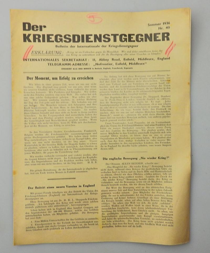 ZEITSCHRFIT DER KRIEGSDIENSTGEGNER   40/ 1936