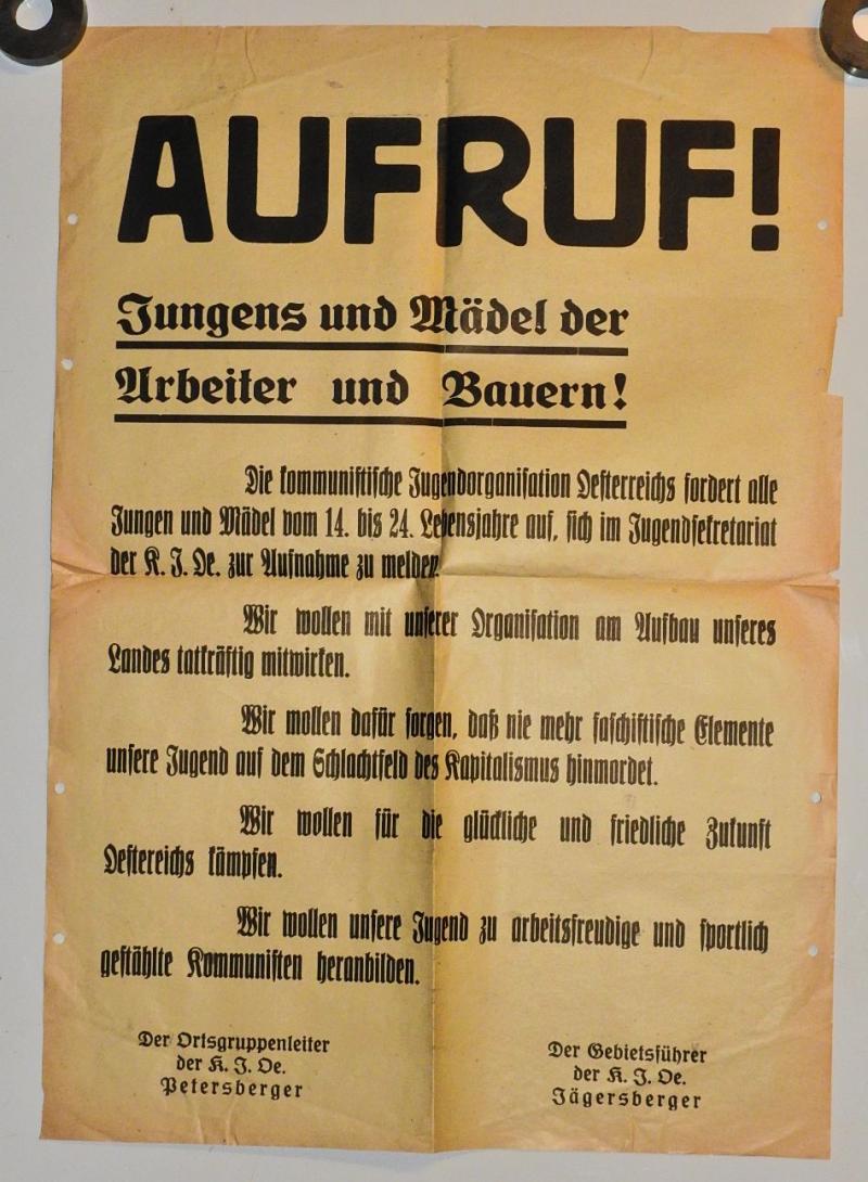 POLITISCHES PLAKAT KOMMUNISTISCHE JUGEND CA 1945/46