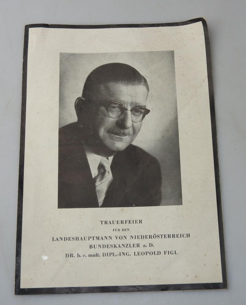 STERBEBILD BUNDESKANZER DR LEOPOLD FIGL 1965