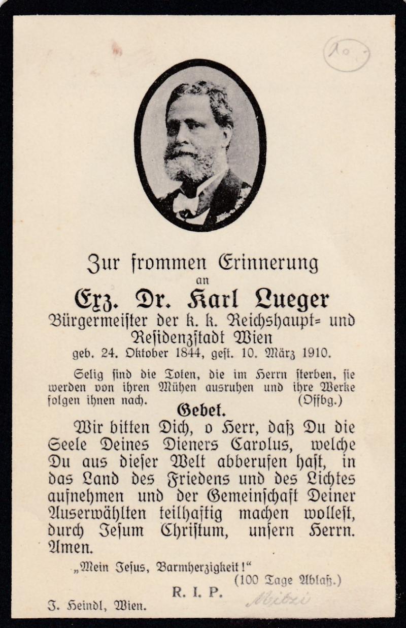 STERBEZETTEL DR KARL LUEGER 1940