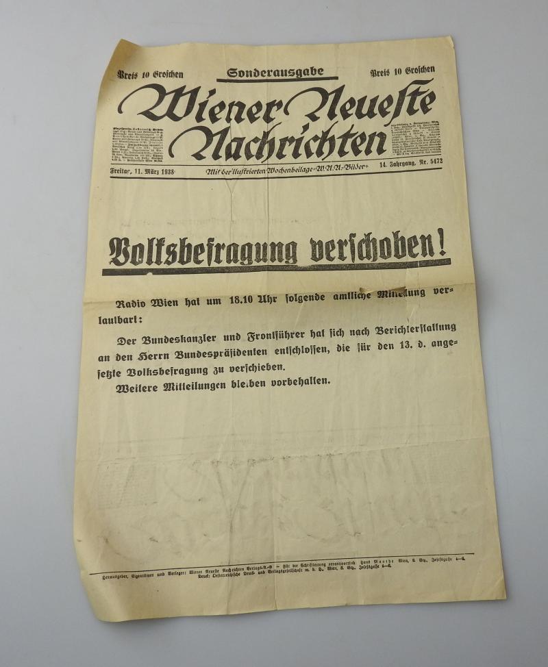 PLAKAT VOLKBEFRAGUNG VERSCHOBEN 11 MÄRZ 1938