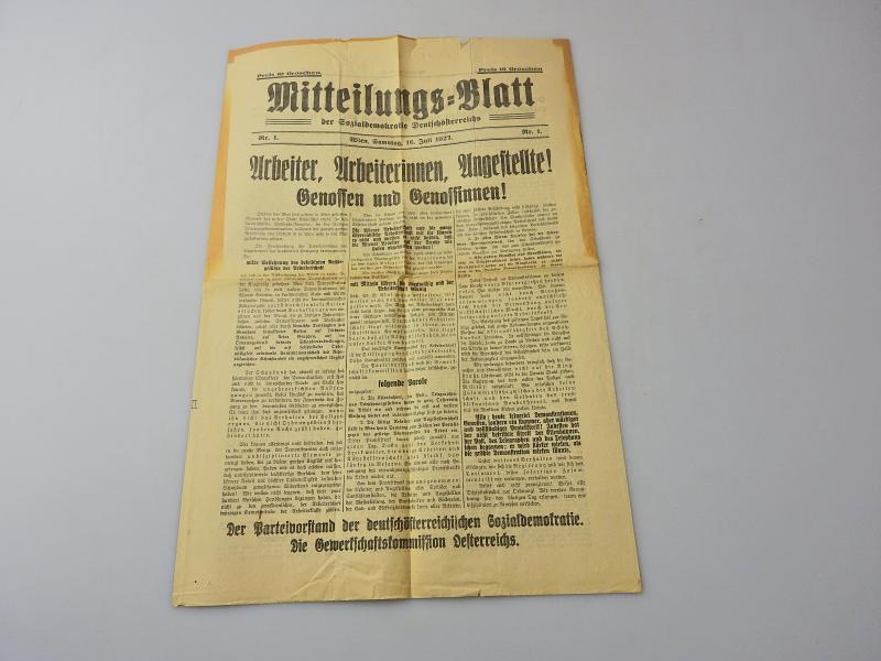 MITTEILUNGSBLATT DER SOZIALDEMOKRATIE DEUTSCHÖSTERREICH NR 1 1927